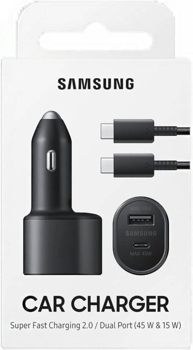 45W Duo Car Power Adapter + Cable Retail Package Original