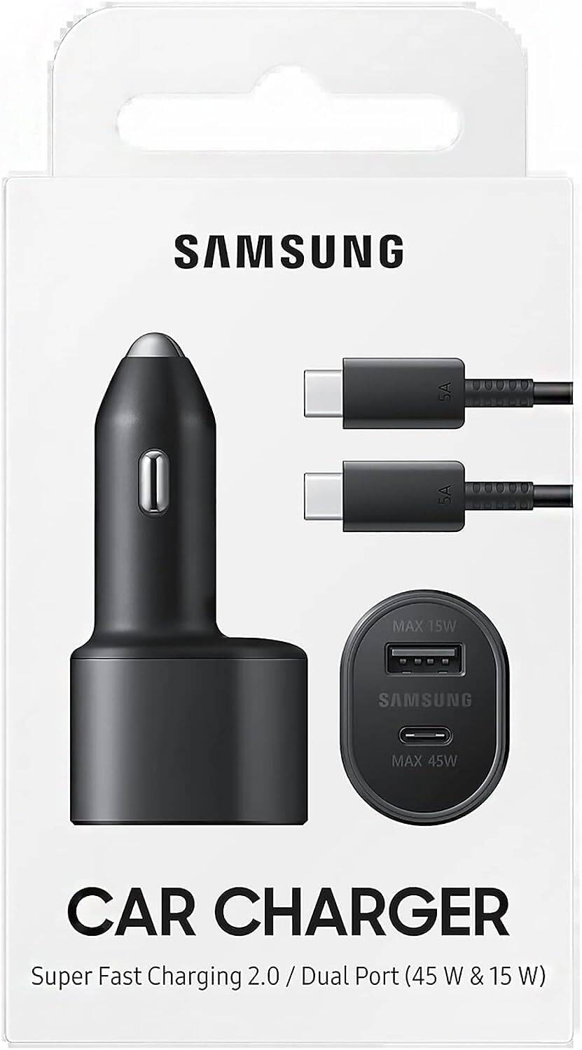 45W Duo Car Power Adapter + Cable Retail Package Original